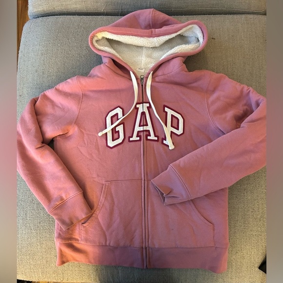 GAP Dusty Rose Hoodie with Cream Sherpa Lining - Picture 6 of 6
